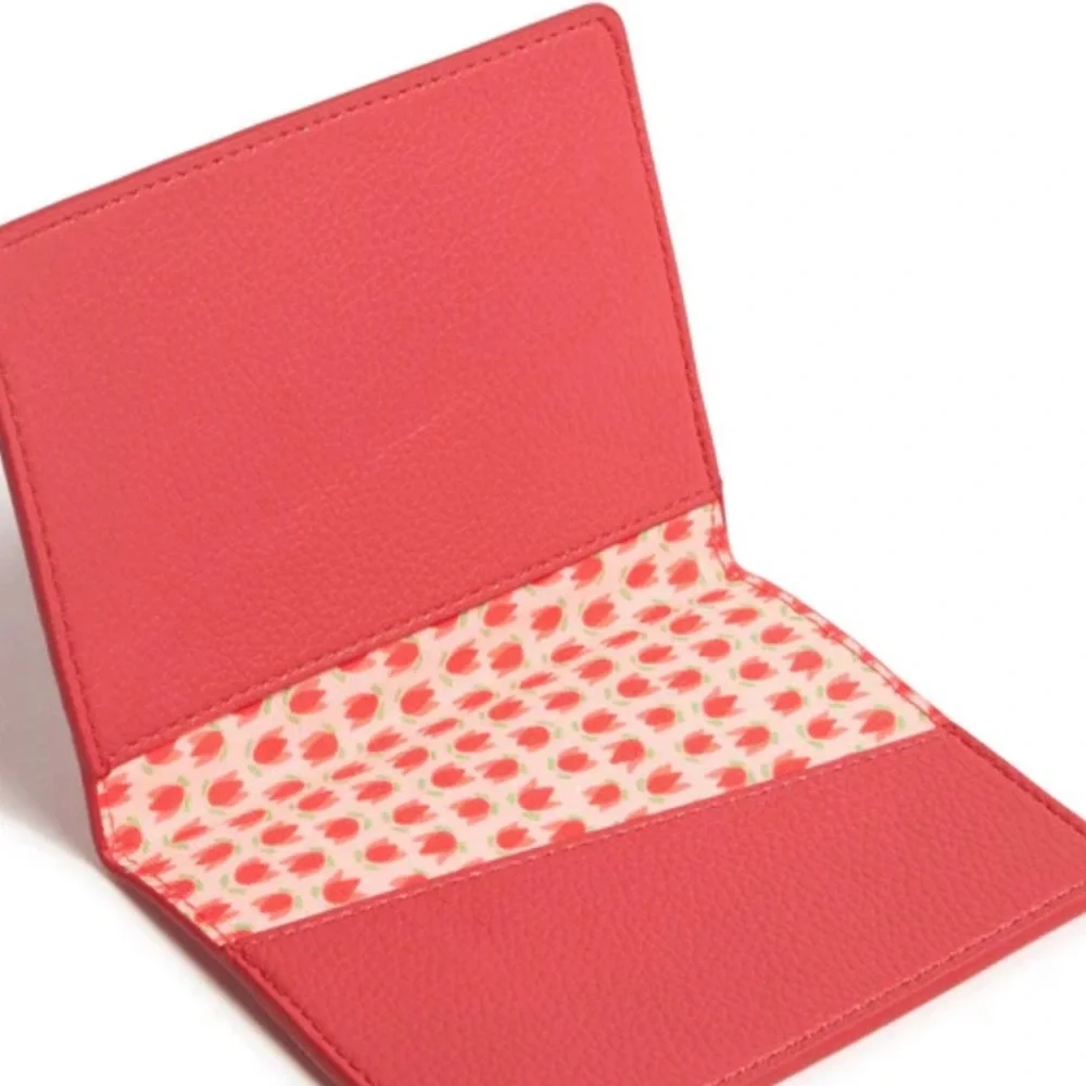 NWT Vera Bradley Cayenne Faux Leather Passport Cover.  Coral with tulip lining.